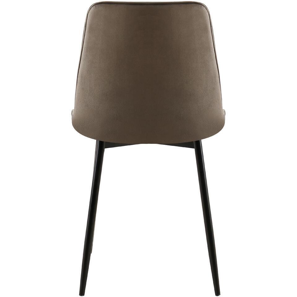 CLP Set Van 2 Eetkamerstoel Gifford Mat Zwart Frame - Fluweel - Antraciet