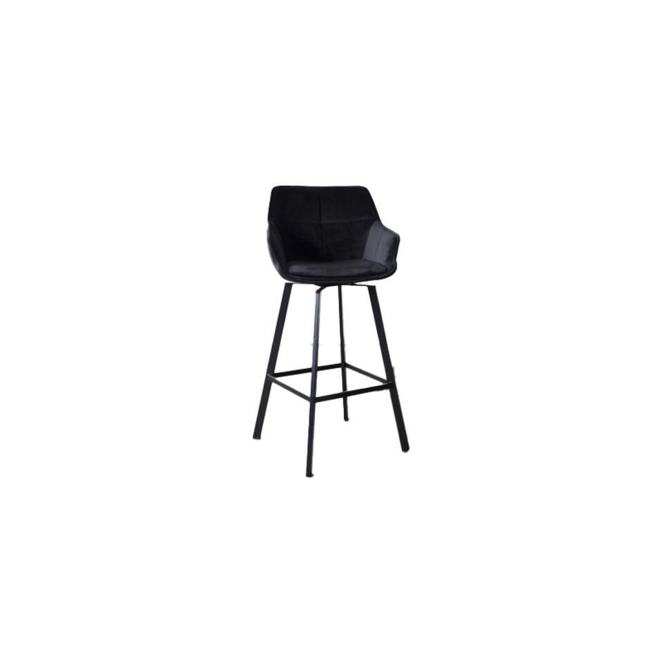 Giga Meubel - Barstoel Zwart - Velvet&Metaal - 49x53x92cm - Shannon