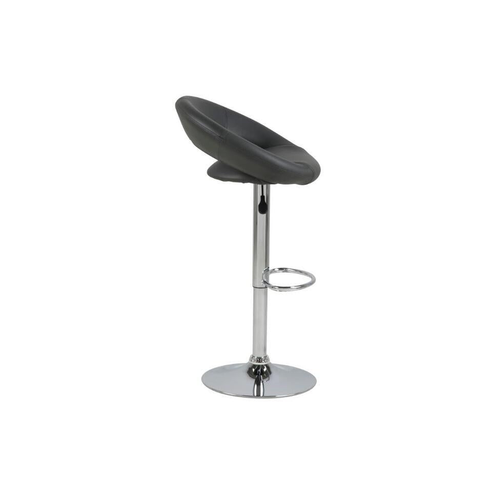 Barkruk - Grijs PU Leer - Zithoogte 79cm - Trana