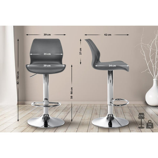 CLP Set Van 2 Barkruk Gilbert Chroom Frame - Kunststof - Grijs