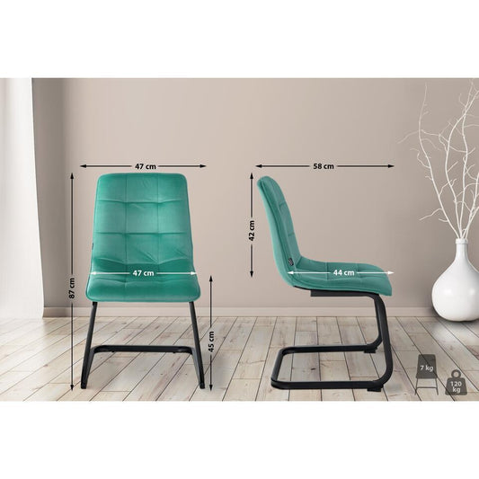 CLP Eetkamerstoel Vermont Mat Zwart Frame - Metaal - Groen