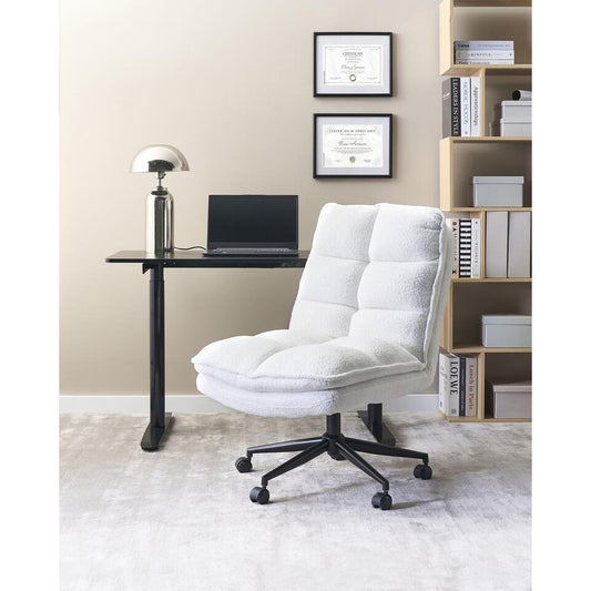 ADDISON - Bureaustoel - Wit - Bouclé