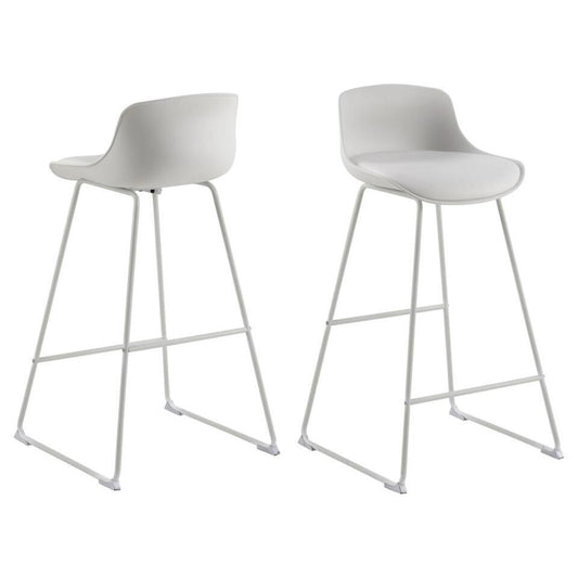 Barkruk Wit PU - Zithoogte 76cm - 43x49x94cm - Sithney - Set Van 2