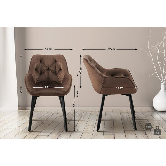 CLP Eetkamerstoel Antigo Zwart Frame - Fluweel - Bruin