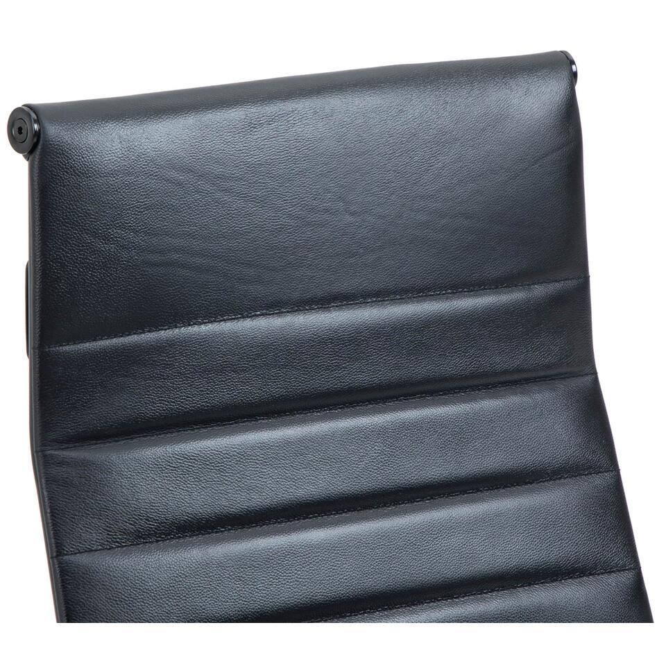  CLP Bureaustoel Kolumbus Mat Zwart Frame - Echt Leer - Zwart/zwart