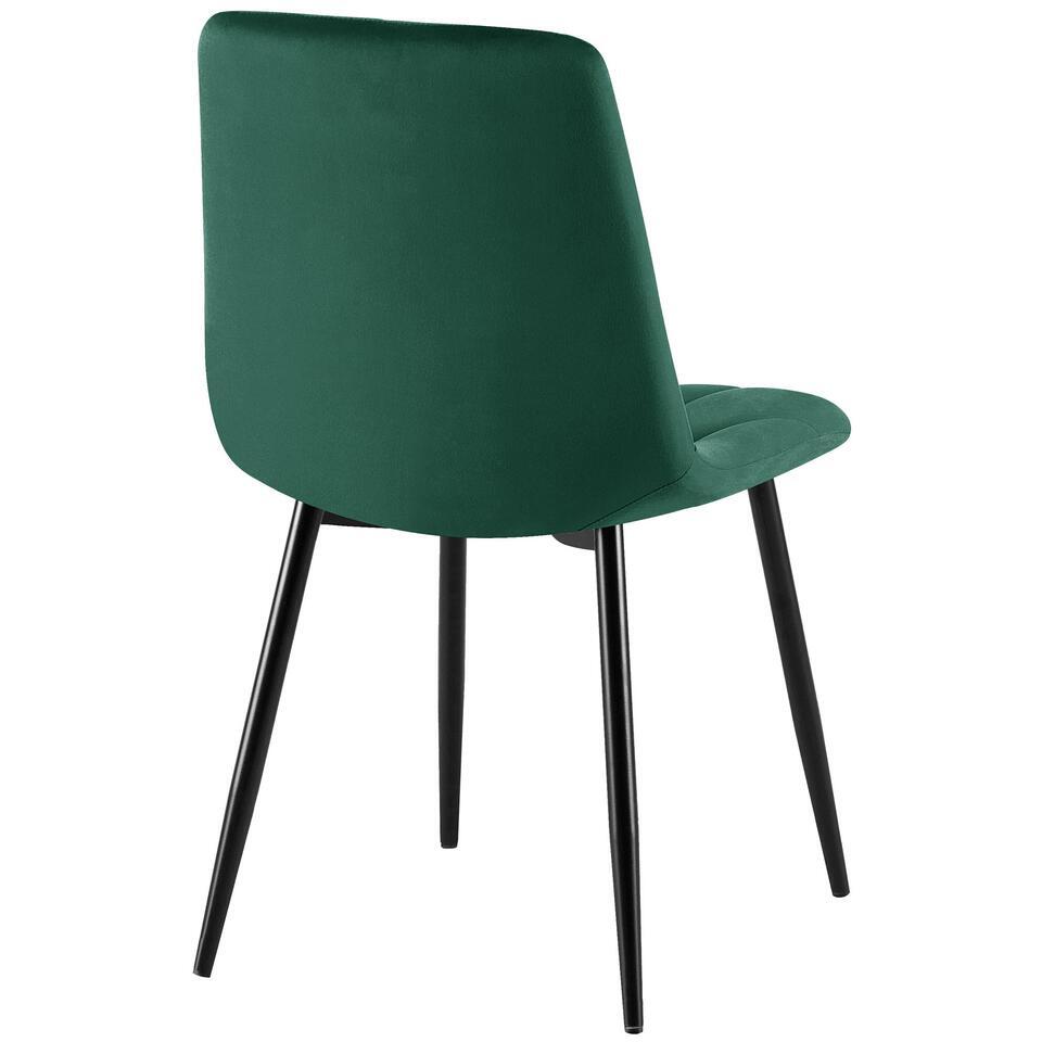  CLP Set Van 2 Eetkamerstoel Clairton Zwart Frame - Fluweel - Groen