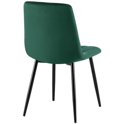  CLP Set Van 2 Eetkamerstoel Clairton Zwart Frame - Fluweel - Groen
