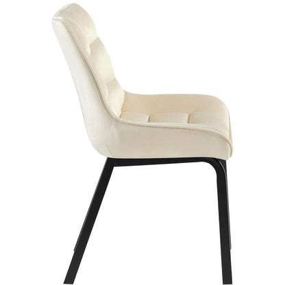  CLP Eetkamerstoel Saranda Zwart Frame - Fluweel - Creme