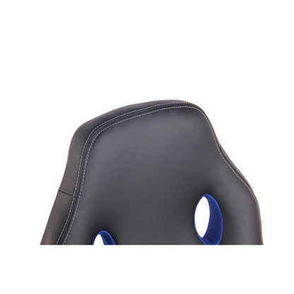 CLP Bureaustoel Elbing Zwart Frame - Kunstleer - Zwart/blauw