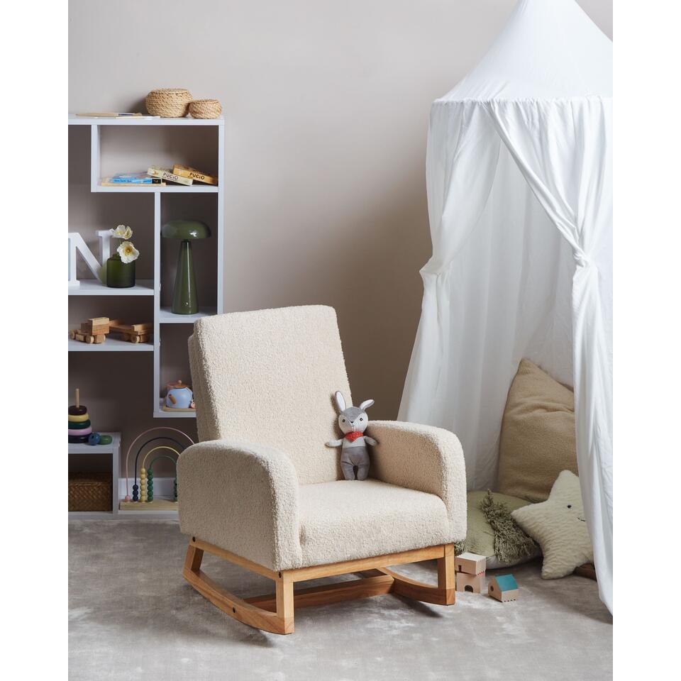  NORBY - Schommelstoel Voor Kinderen - Lichtbeige - Bouclé