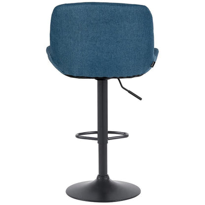  CLP Set Van 2 Barkruk Solon Mat Zwart Frame - Stof - Blauw