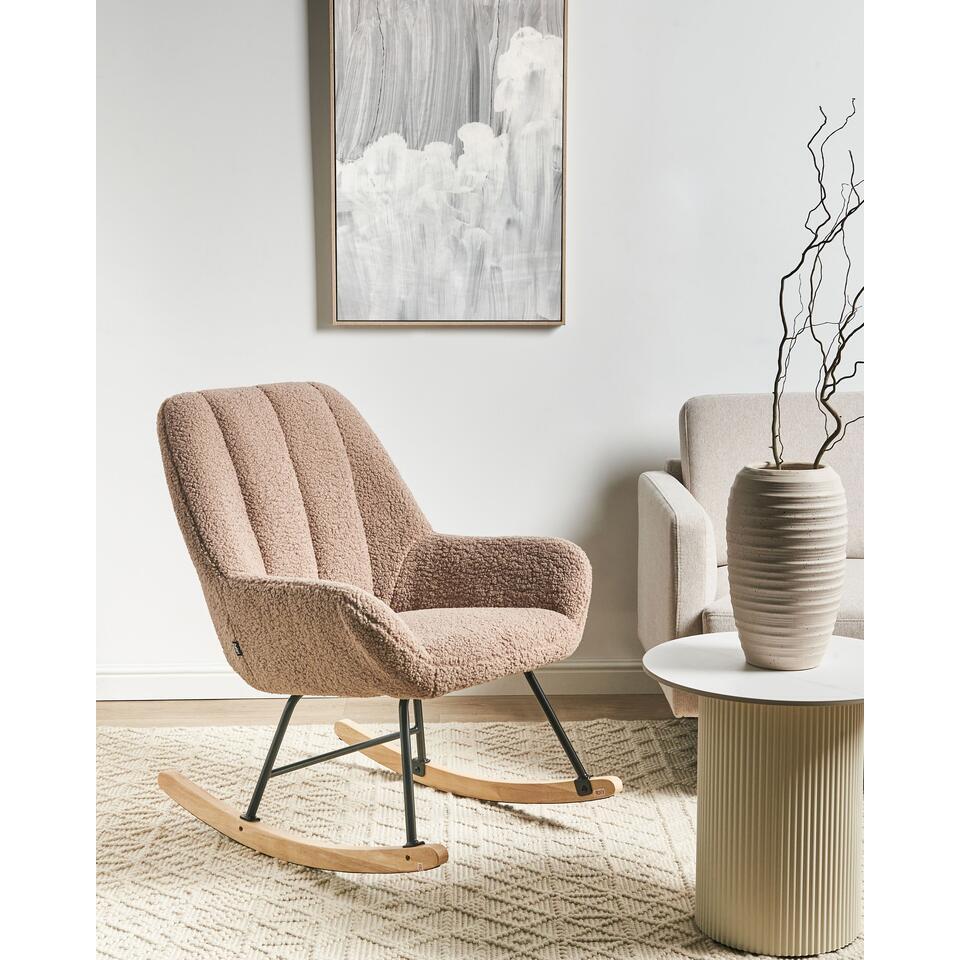 KINNO - Schommelstoel - Beige - Bouclé