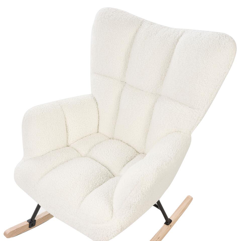  OULU - Schommelstoel - Wit - Bouclé