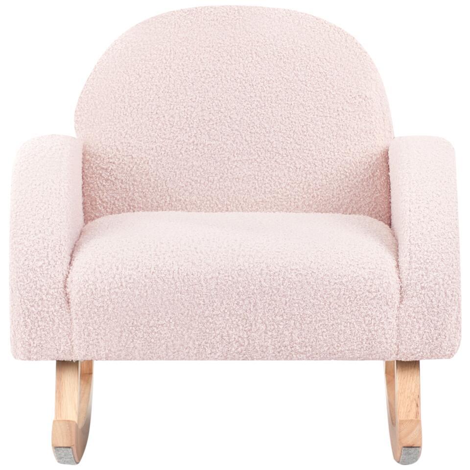  HUG - Schommelstoel Voor Kinderen - Pastelroze - Bouclé