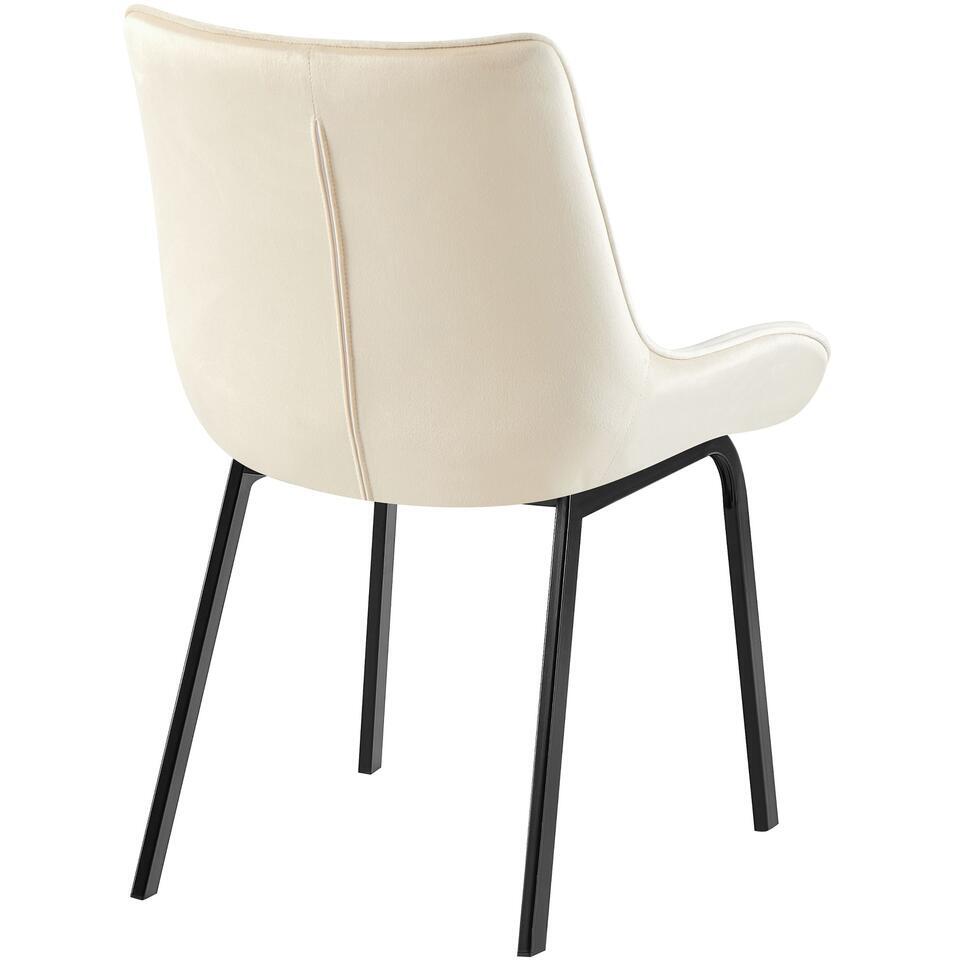  CLP Eetkamerstoel Saranda Zwart Frame - Fluweel - Creme