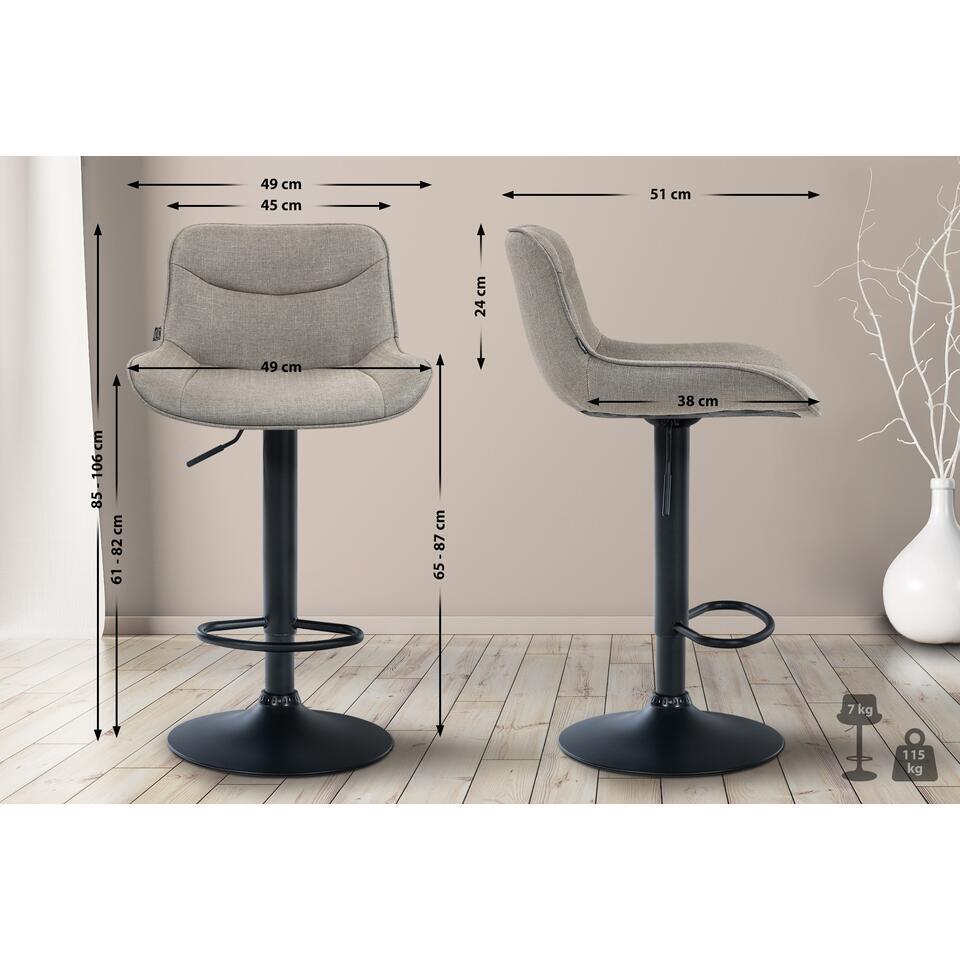  CLP Set Van 2 Barkruk Vonore Zwart Frame - Stof - Taupe