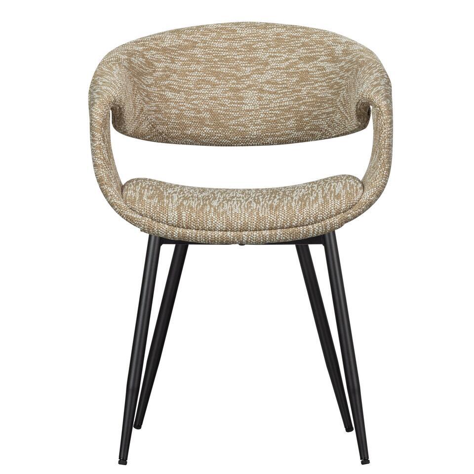  WOOOD Yossi Eetkamerstoelen Met Metalen Zwarte Poot - Zand - Set Van 2