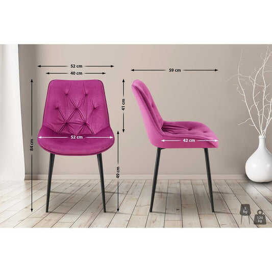  CLP Set Van 2 Eetkamerstoel Wallace Zwart Frame - Fluweel - Paars