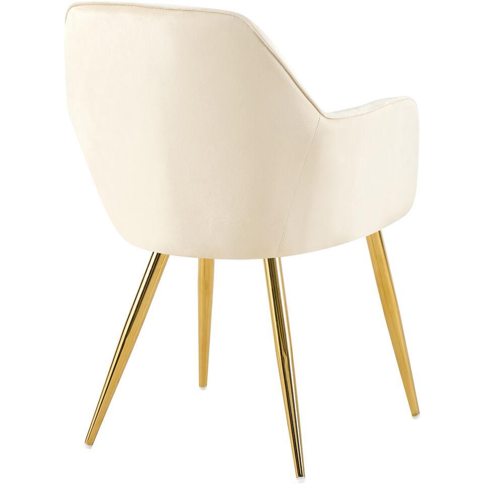  CLP Eetkamerstoel Cheryl Goud Frame - Metaal - Creme