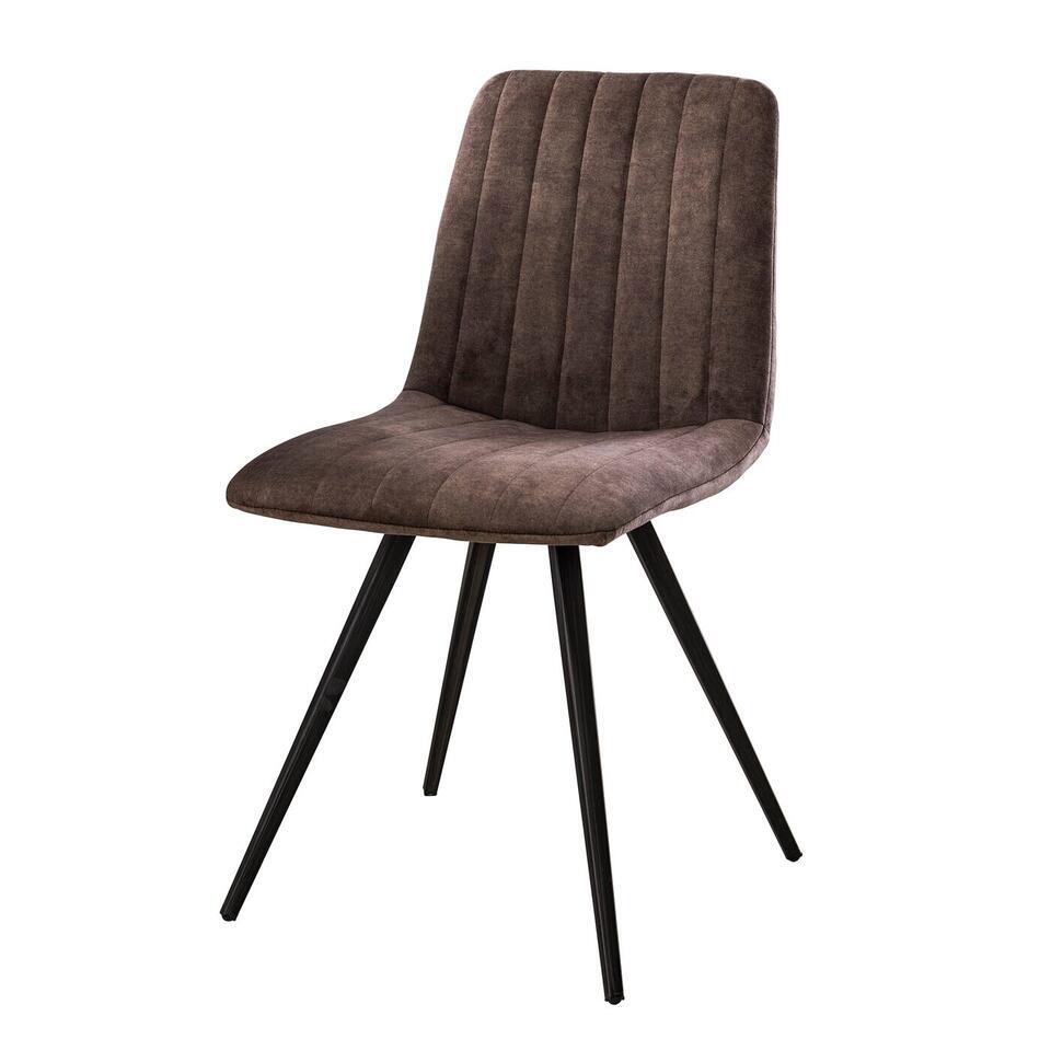  Giga Meubel Eetkamerstoel Velvet Taupe - Zwart Metalen Onderstel