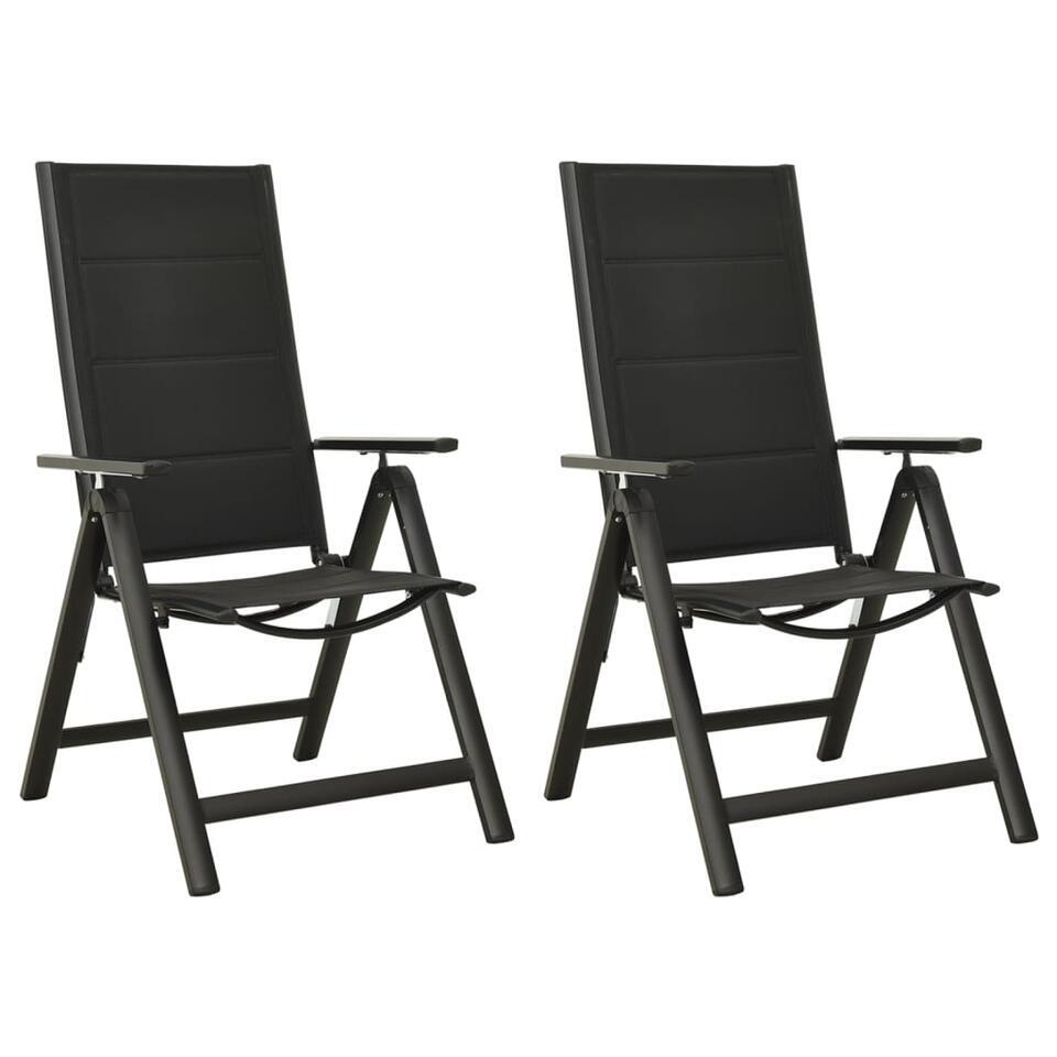 VidaXL Tuinstoelen 2 St Inklapbaar Textileen Aluminium Zwart