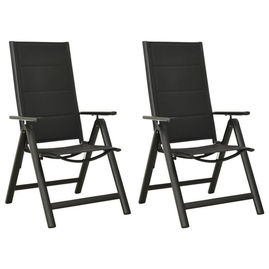  VidaXL Tuinstoelen 2 St Inklapbaar Textileen Aluminium Zwart