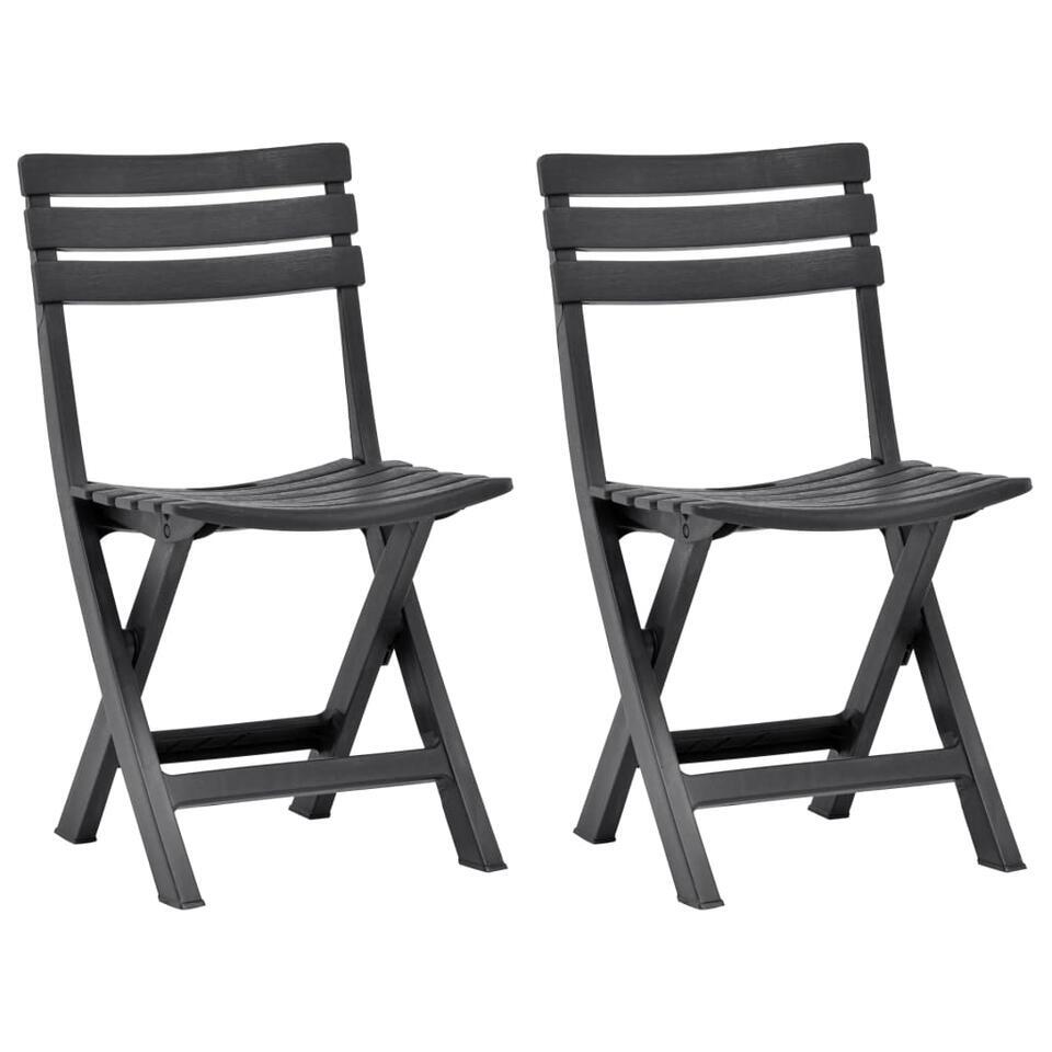  VidaXL Tuinstoelen Inklapbaar 2 St Kunststof Antraciet