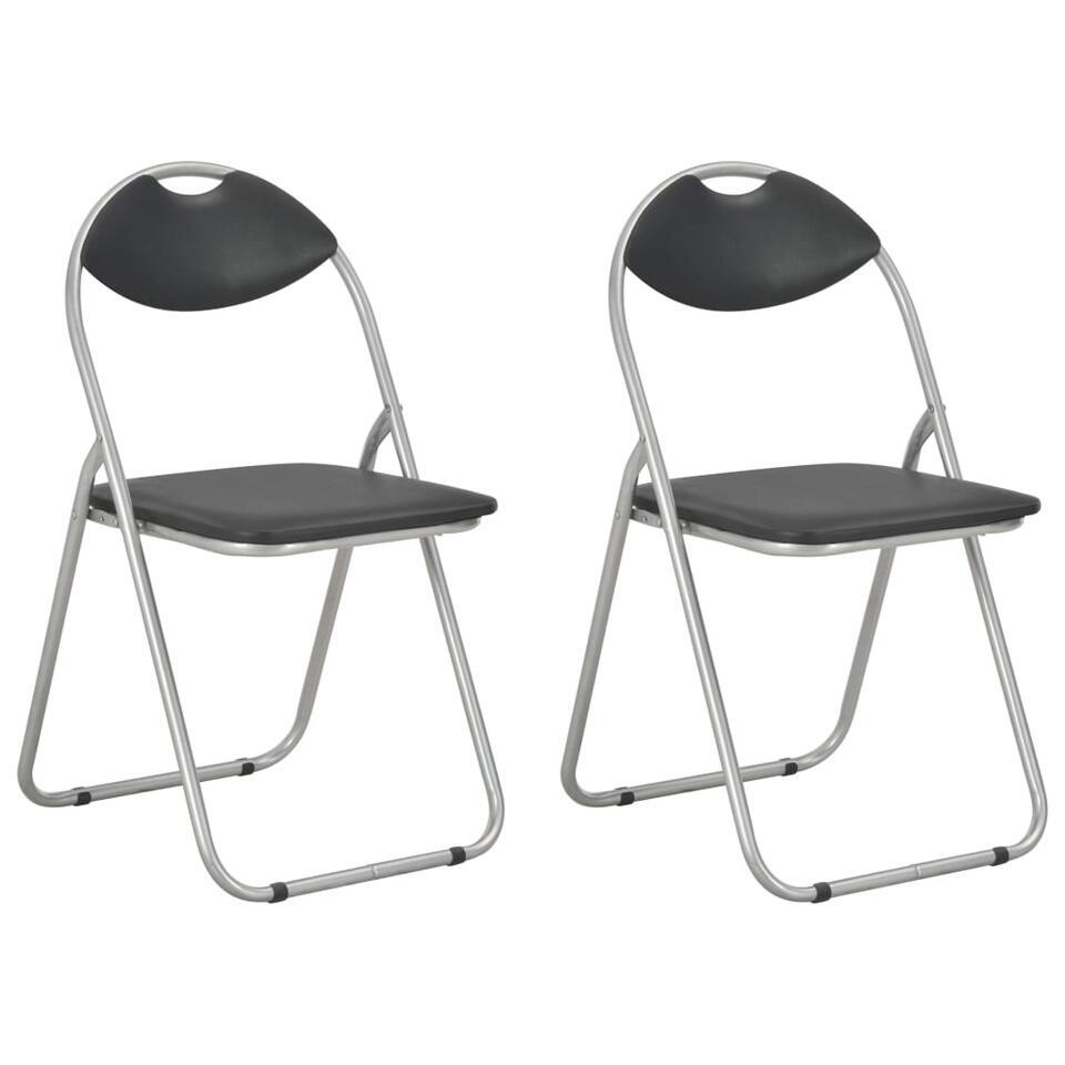  VidaXL Eetkamerstoelen Inklapbaar 2 St Kunstleer Zwart