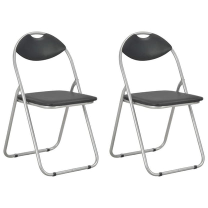  VidaXL Eetkamerstoelen Inklapbaar 2 St Kunstleer Zwart