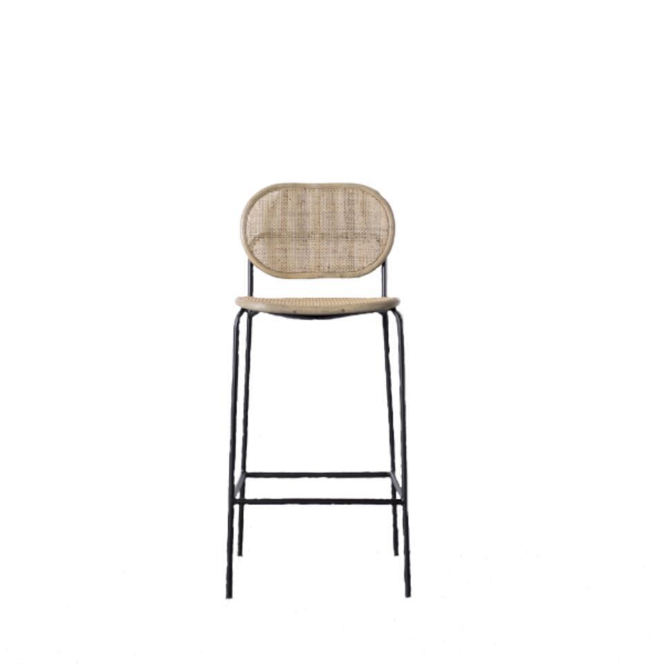 Giga Meubel Barkruk Rotan - Grijs - 42x47x101cm - Webbing