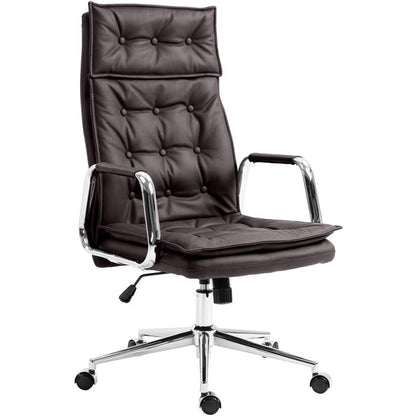  CLP Bureaustoel Sotira Chroom Frame - Echt Leer - Bruin