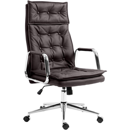  CLP Bureaustoel Sotira Chroom Frame - Echt Leer - Bruin