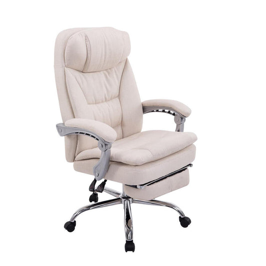 CLP Bureaustoel XL Troy Chroom Frame - Stof - Creme