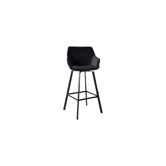 Giga Meubel - Barstoel Zwart - Velvet&Metaal - 49x53x92cm - Shannon