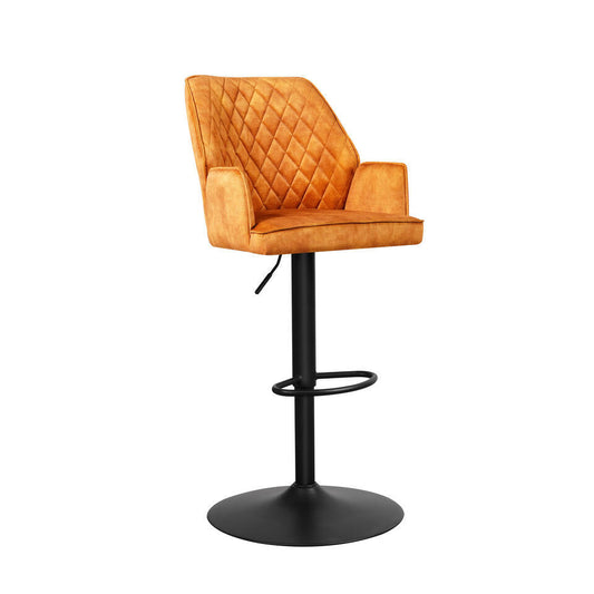  Barkruk Novan Velvet Cognac - Zithoogte 68 Cm - Stof - Bruin