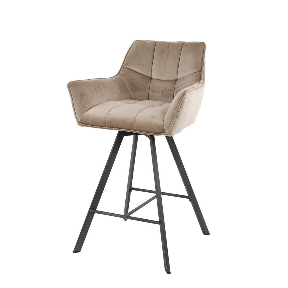  Fraaai - Ramon Draaibare Barstoel - 69 Cm - Velvet - Champagne