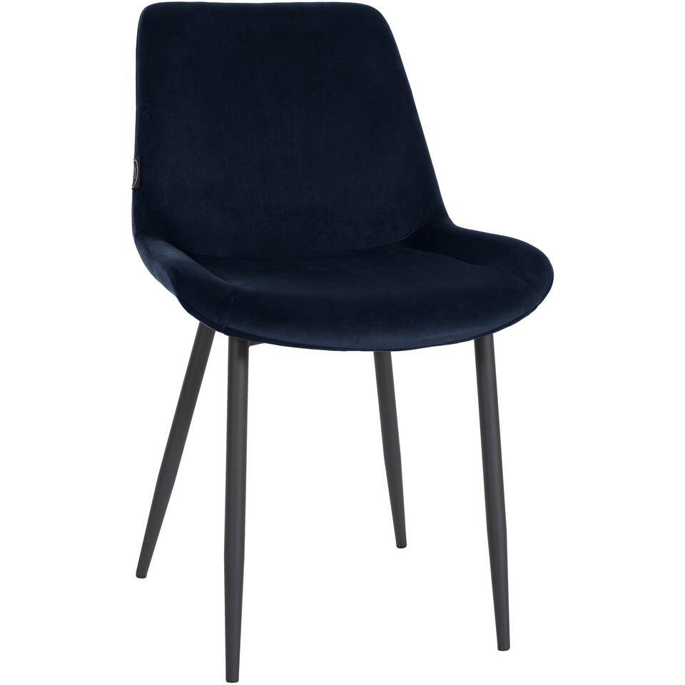  CLP Eetkamerstoel Victoria Zwart Frame - Fluweel - Blauw