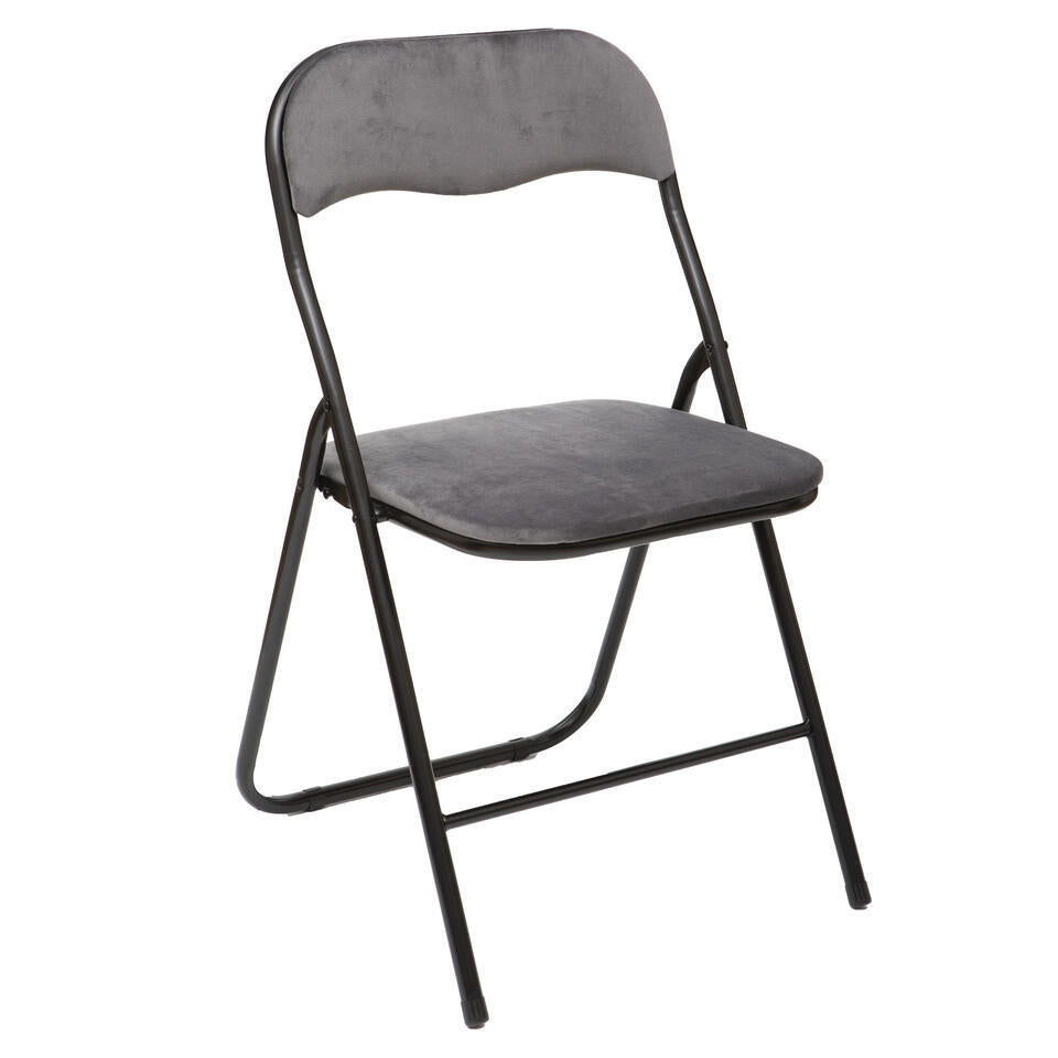  5Five Klapstoel Met Fluweel Zitting - Grijs - 44 X 48 X 79 Cm
