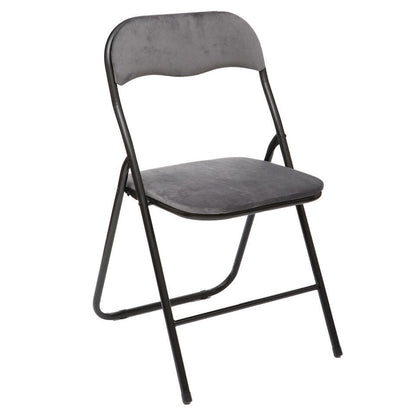  5Five Klapstoel Met Fluweel Zitting - Grijs - 44 X 48 X 79 Cm