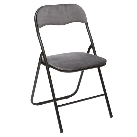  5Five Klapstoel Met Fluweel Zitting - Grijs - 44 X 48 X 79 Cm