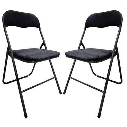  5Five Klapstoel Met Fluweel Zitting - Zwart/antraciet - 44 X 79cm