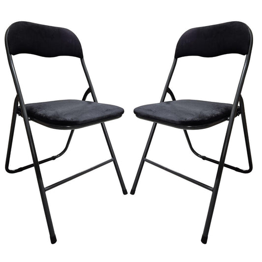  5Five Klapstoel Met Fluweel Zitting - Zwart/antraciet - 44 X 79cm