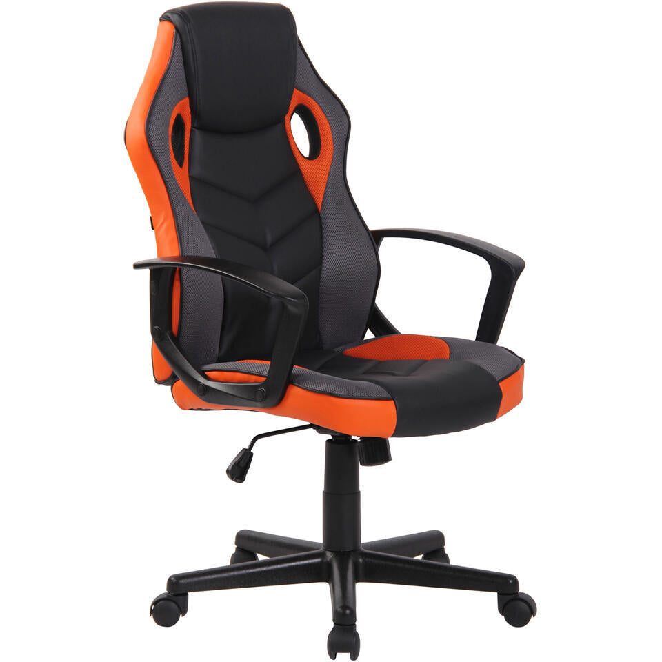  CLP Bureaustoel Glendale Zwart Frame - Stof - Zwart/oranje