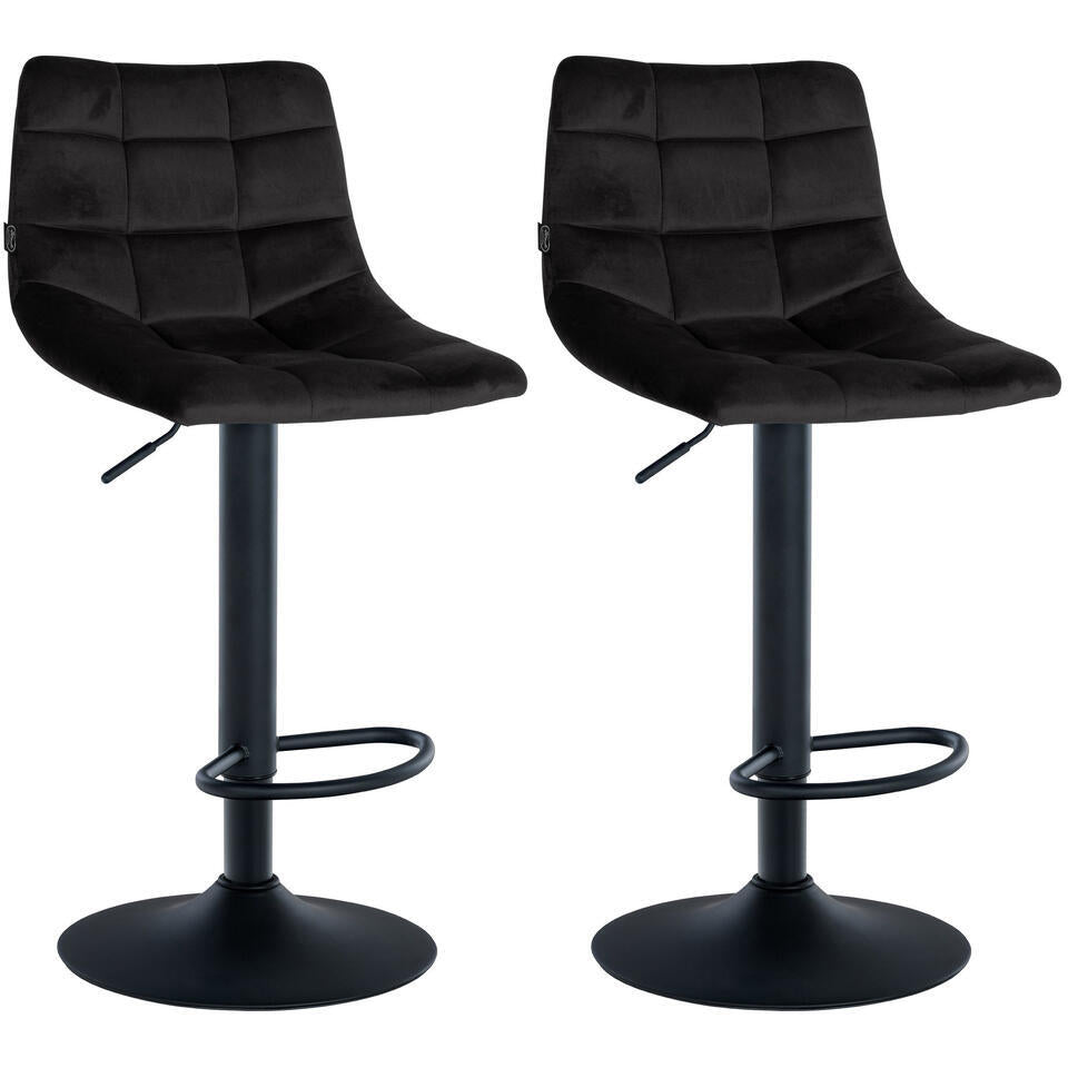  CLP Set Van 2 Barkruk Jerry Zwart Frame - Fluweel - Zwart