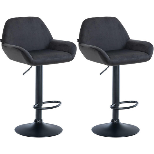  CLP Set Van 2 Barkruk Braga Zwart Frame - Fluweel - Zwart