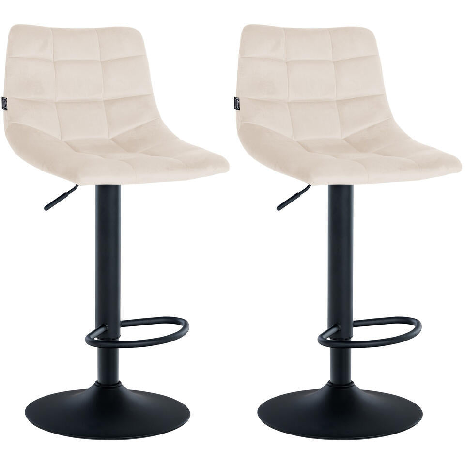 CLP Set Van 2 Barkruk Jerry Zwart Frame - Fluweel - Creme