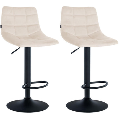  CLP Set Van 2 Barkruk Jerry Zwart Frame - Fluweel - Creme