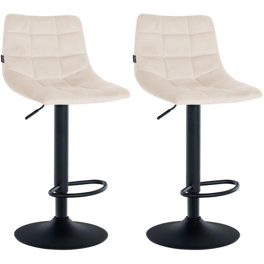  CLP Set Van 2 Barkruk Jerry Zwart Frame - Fluweel - Creme