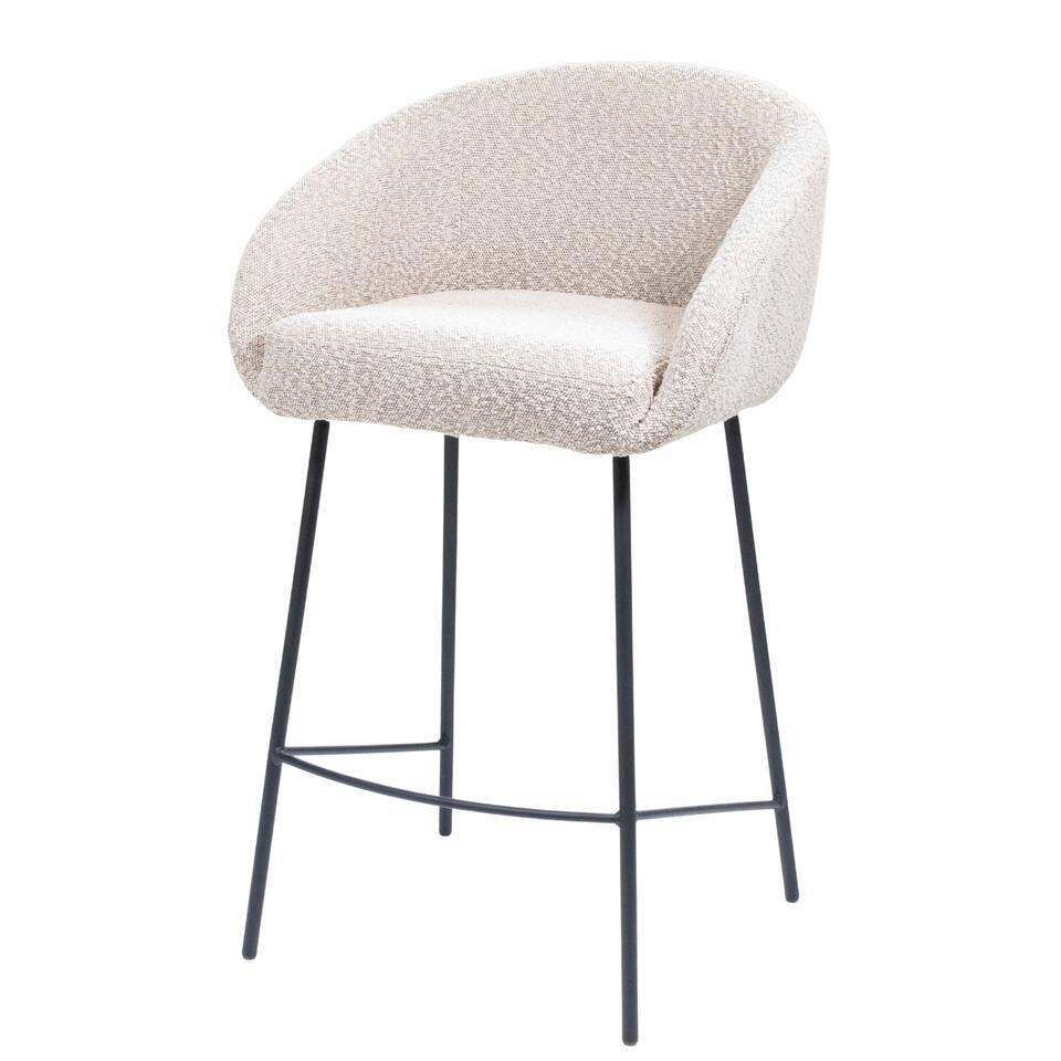  Barstoel Stof Taupe - Zithoogte 65cm - 52x42x88cm - Lova - Set Van 2