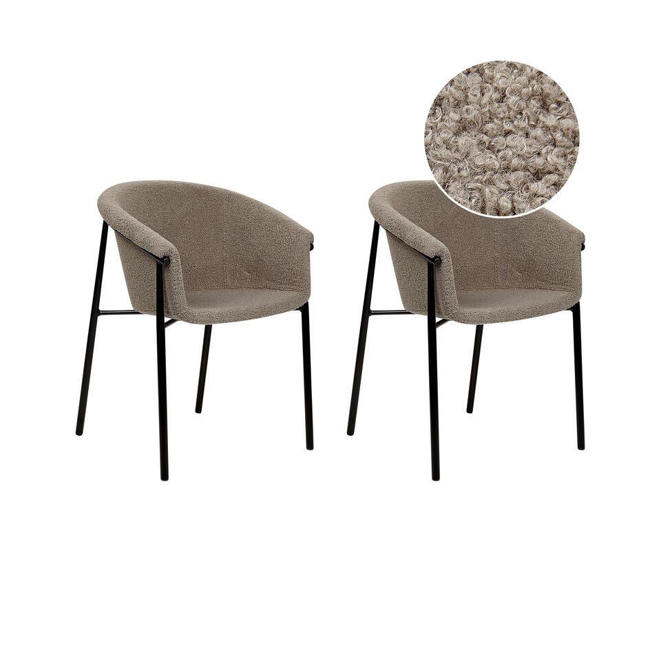  AMES - Eetkamerstoel Set Van 2 - Taupe - Bouclé